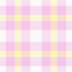 Pastel plaid pattern in pink, yellow, and white.  Perfect for backgrounds, textiles, and designs needing a soft, cheerful, and versatile texture.