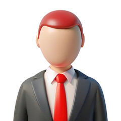 3d cartoon businessman character isolated on transparent background