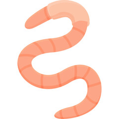 Illustration of a Simple Pink Earthworm With Segmented Body On A Transparent Background