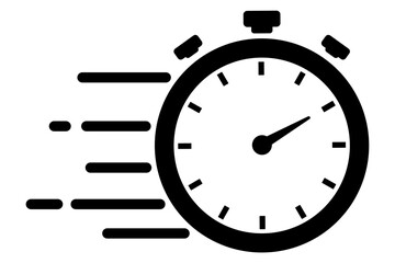 スピーディーなストップウォッチのアイコンイラスト