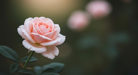Close-up of a beautiful pink rose in full bloom with green leaves.
