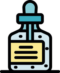 Glass bottle with dropper containing essential oil or medicine, featuring blank label for customization