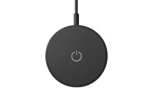 Wireless charging pad providing modern power delivery solution with minimalist design on transparent background