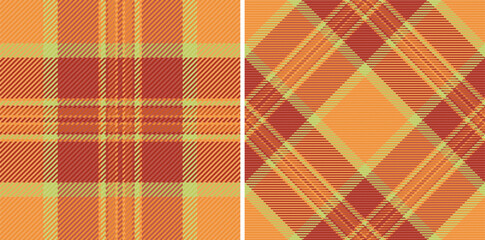 Background fabric pattern of vector plaid tartan with a seamless check textile texture. Set in halloween colors of elegant tablecloths for special occasions.