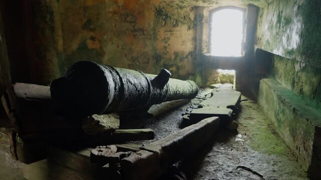 Old, rusty cannon inside Citadelle Laferri&egrave;re, fortress in Haiti