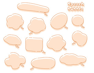 モコモコのパステルカラーの吹き出しセット　ピンク2