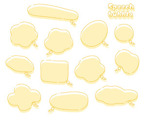 モコモコのパステルカラーの吹き出しセット　イエロー