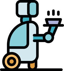 Modern robot delivering hot food, ideal for restaurants and food services