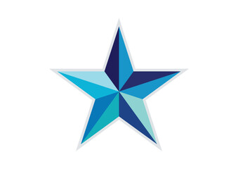 Geometric Blue Star Icon – Symmetrical Gradient Design. Blue star symbol. Star icon vector illustration