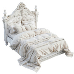 Transparent Bed with Pillows PNG Isolated on White Background