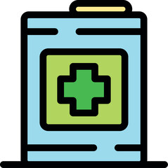 Obraz premium Colorful medical battery icon featuring a green cross