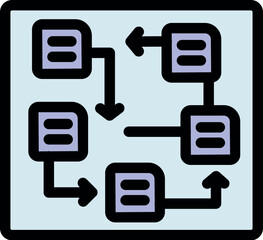 Fototapeta premium Algorithm flowchart representing data processing, featuring interconnected blocks and directional arrows illustrating the workflow
