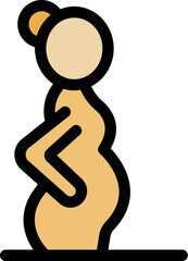 Pregnant woman holding her belly, side view of future mother expecting a baby