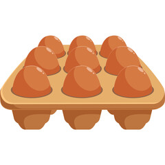 Brown Eggs In A Cardboard Carton Displayed On A Transparent Background Top View