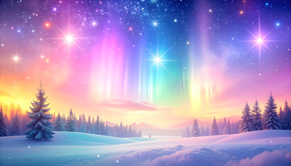 レインボーカラーのオーロラ