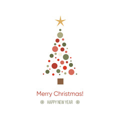 Creative Christmas tree, modern abstract design of Christmas, New Year postcard, cozy winter