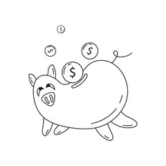 Piggy bank icon vector isolated on white background