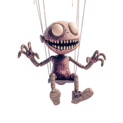 Creepy Puppet Marionette with Wide Grin