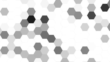 Abstract loopable monochrome honeycomb background, digital mosaic of blac white pulsating hexagonal tiles representing data flow, connectivity, or a technological grid - Powered by Adobe