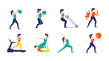 Diverse Fitness: Illustrated Collection of Various Exercises 