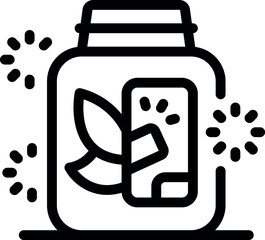 Herbal pills promoting healthy lifestyle inside a plastic jar with shining effect