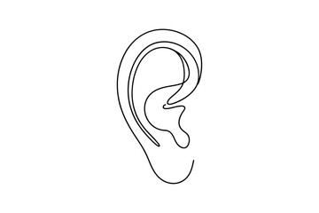 Minimalist line art drawing of a human ear