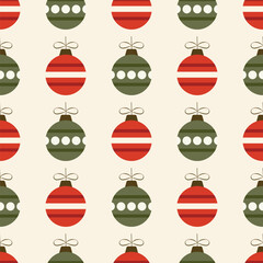 Minimalistic Christmas background with geometric flat-style Christmas tree balls. Winter pattern, holiday decoration