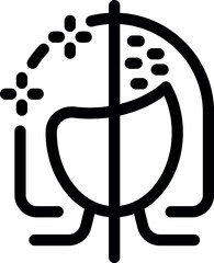 Line drawing representing a woman dividing her personality, showing positive and negative emotions