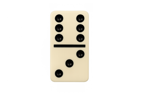 Domino tile number six three representing a game piece, leisure activity, and abstract concept on transparent background