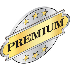 Premium Quality Badge With Gold And Silver Accents And Stars Embellishment