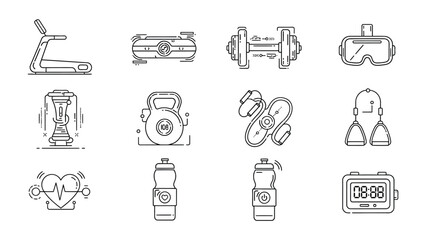 Fitness and Well-being: A collection of essential fitness and well-being icons, conveying the importance of exercise and personal wellness.