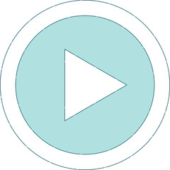 Play Button Icon In A Circle With A Triangle Inside On A Transparent Background