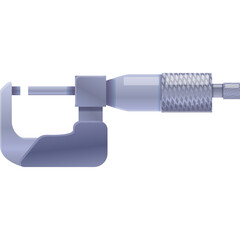 Precise Measurement Tool Micrometer With Silver Gray Metallic Finish For Accurate Dimensional Control On Transparent Background