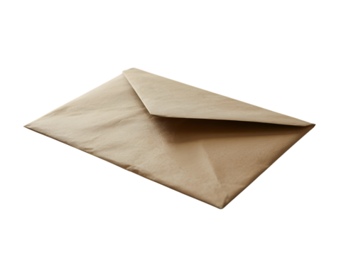 Brown envelope ready for your important message ,isolated on white background.