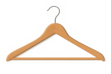 Wooden coat hanger presenting a clean, classic design, ideal for wardrobe storage, fashion concepts, and retail apparel display