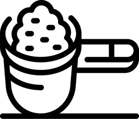 Scoop containing protein powder, an essential supplement for muscle building and fitness nutrition