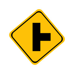Simple Flat Design T Intersection Road Sign Caution and Warning Symbol