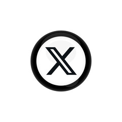 Glossy Modern X Letter Icon on White Background with Dark Border