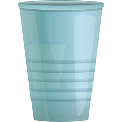Light Blue Transparent Plastic Cup With Horizontal Stripes And Textured Surface Isolated On White Background Studio Shot
