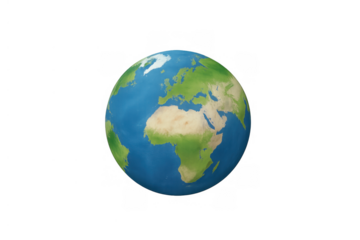 Earth globe showing europe and africa continents on transparent background, illustrating global connectivity and geography