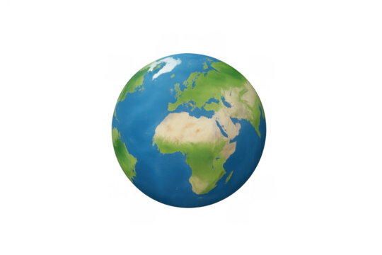 Earth globe showing europe and africa continents on transparent background, illustrating global connectivity and geography