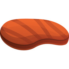 Illustration of a Sliced Salmon Steak with Reddish Orange Flesh and Parallel Brown Grill Marks on a Transparent Background