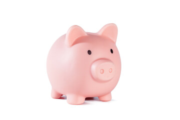 Pink piggy bank isolated on white background. The concept of money savings.