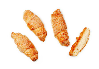 Fresh croissant isolated on a white background, contour