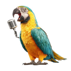 Colorful Parrot Singing into a Microphone