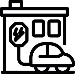 Electric vehicle charging at a public charging station, promoting sustainable transportation and eco friendly practices