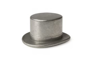 Silver metallic top hat game token representing wealth, success, and prosperity on transparent background