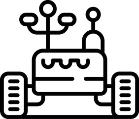 Lunar rover exploring the surface of the moon, collecting data and transmitting information back to earth