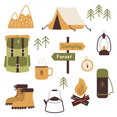 Camping Elements Color flat Illustration