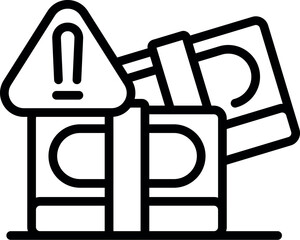 Stack of banknotes with warning sign showing corruption, bribery, money laundering or other financial crime